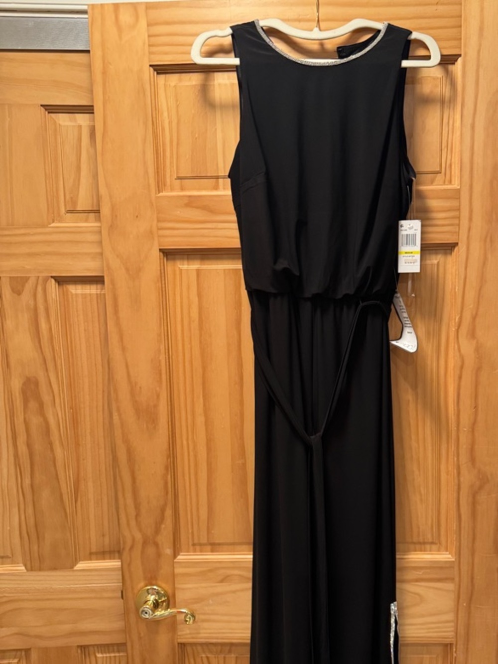 MSK Black Sleeveless Jumpsuit with Silver Rhinestone Trim